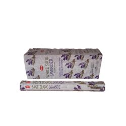   FÜSTÖLŐ HATSZÖG WHITE SAGE LAVENDER (FEHÉR ZSÁLYA, LEVENDULA) HEM 20DB PÁLCIKA/DOBOZ