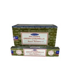   FÜSTÖLŐ LAPOS CITRONELLA GREEN SATYA NAGCHAMPA (ZÖLD CITRONELLA) 10DB PÁLCIKA/DOBOZ