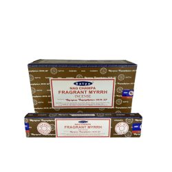   FÜSTÖLŐ LAPOS MYRRH FRANGIPANT SATYA NAGCHAMPA (ILLATOS MIRHA) 10DB PÁLCIKA/DOBOZ