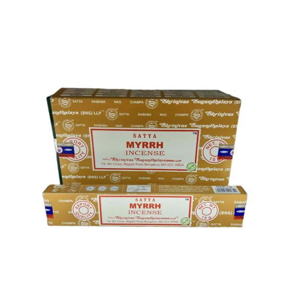 FÜSTÖLŐ LAPOS MYRRH SATYA MASALA   (MIRHA) 10DB PÁLCIKA/DOBOZ