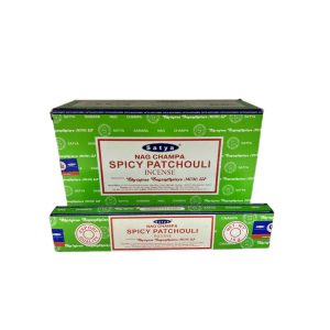 FÜSTÖLŐ LAPOS PATCHOUL SPICYI SATYA NAGCHAMPA (FŰSZERES PACSULI) 10DB PÁLCIKA/DOBOZ