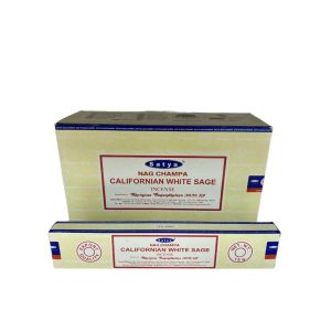 FÜSTÖLŐ LAPOS WHITE SAGE CALIFORNIAN SATYA NAG CHAMPA (KALIFORNIAI FEHÉR ZSÁLYA) 10DB PÁLCIKA/DOBOZ