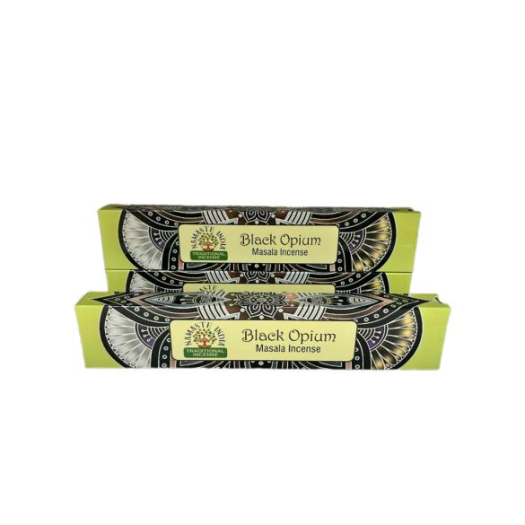 FÜSTÖLŐ LAPOS OPIUM BLACK  NAMASTE INDIA  (FEKETE ÓPIUM) 15G/DOBOZ 