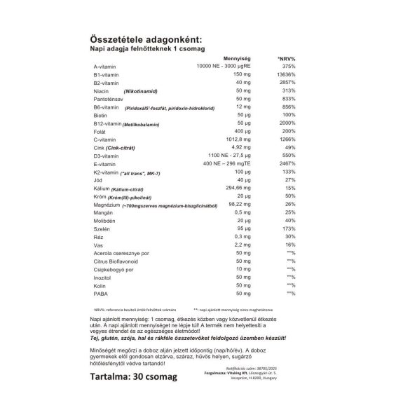 365 ALAP  MULTIVITAMIN CSOMAG (VITAKING) 30 DB 