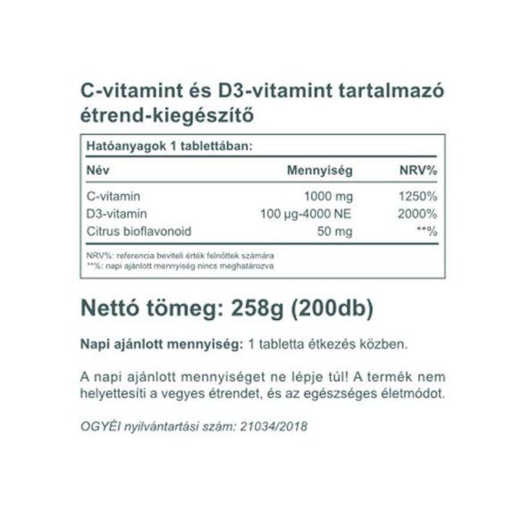 C-1000+D-4000 KOMPLEX 200 DB TABLETTA  (VITAKING)